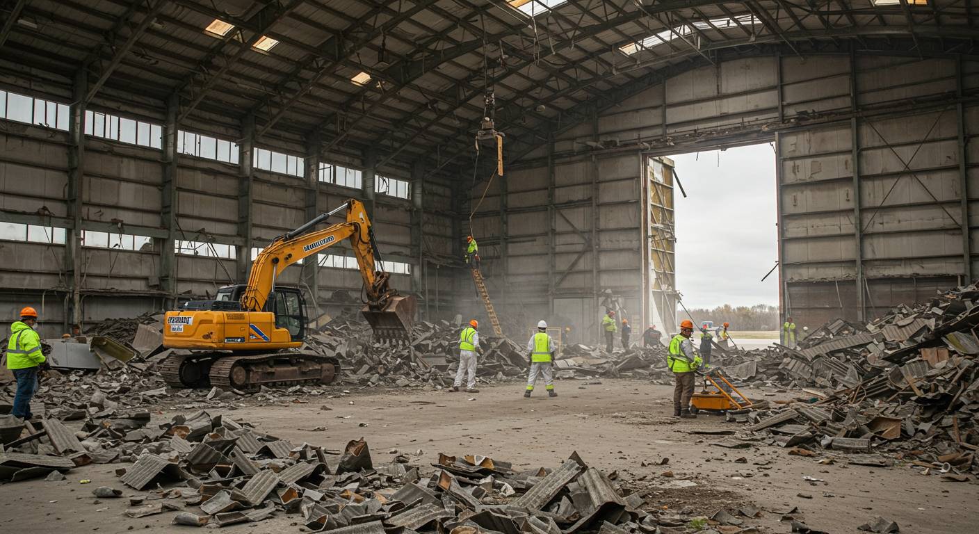 Демонтаж ангара с асбестовой крышей