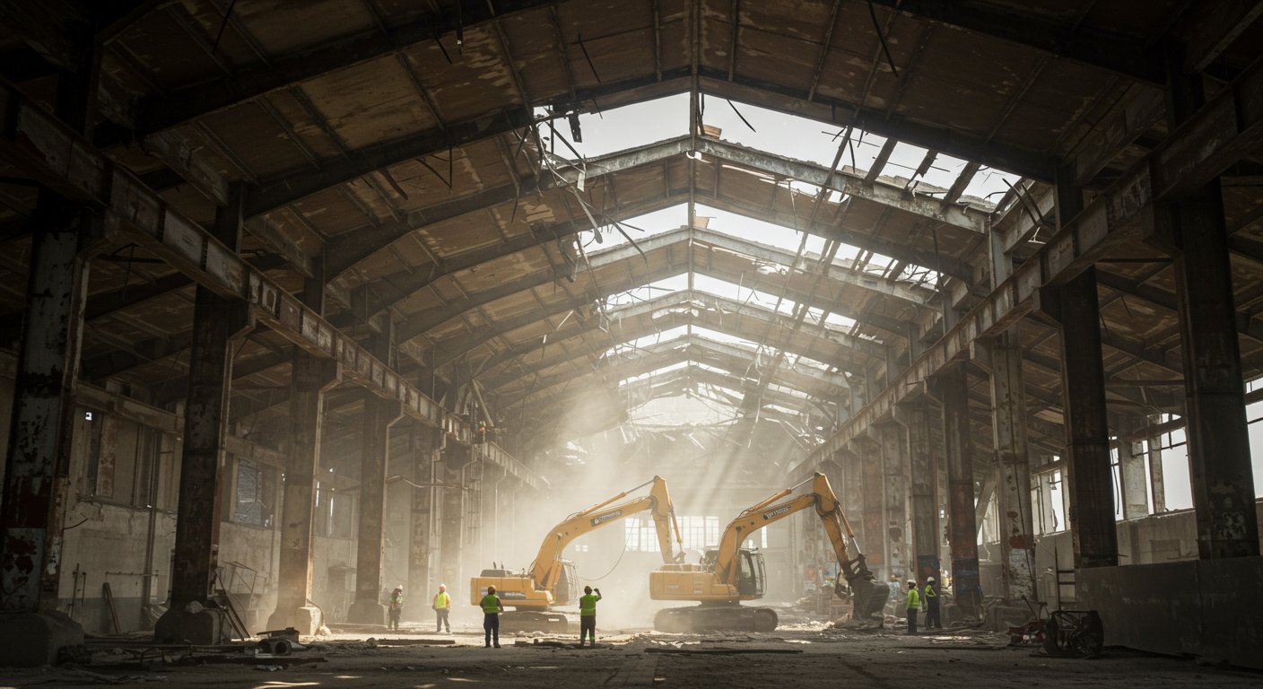 Демонтаж старого складского ангара