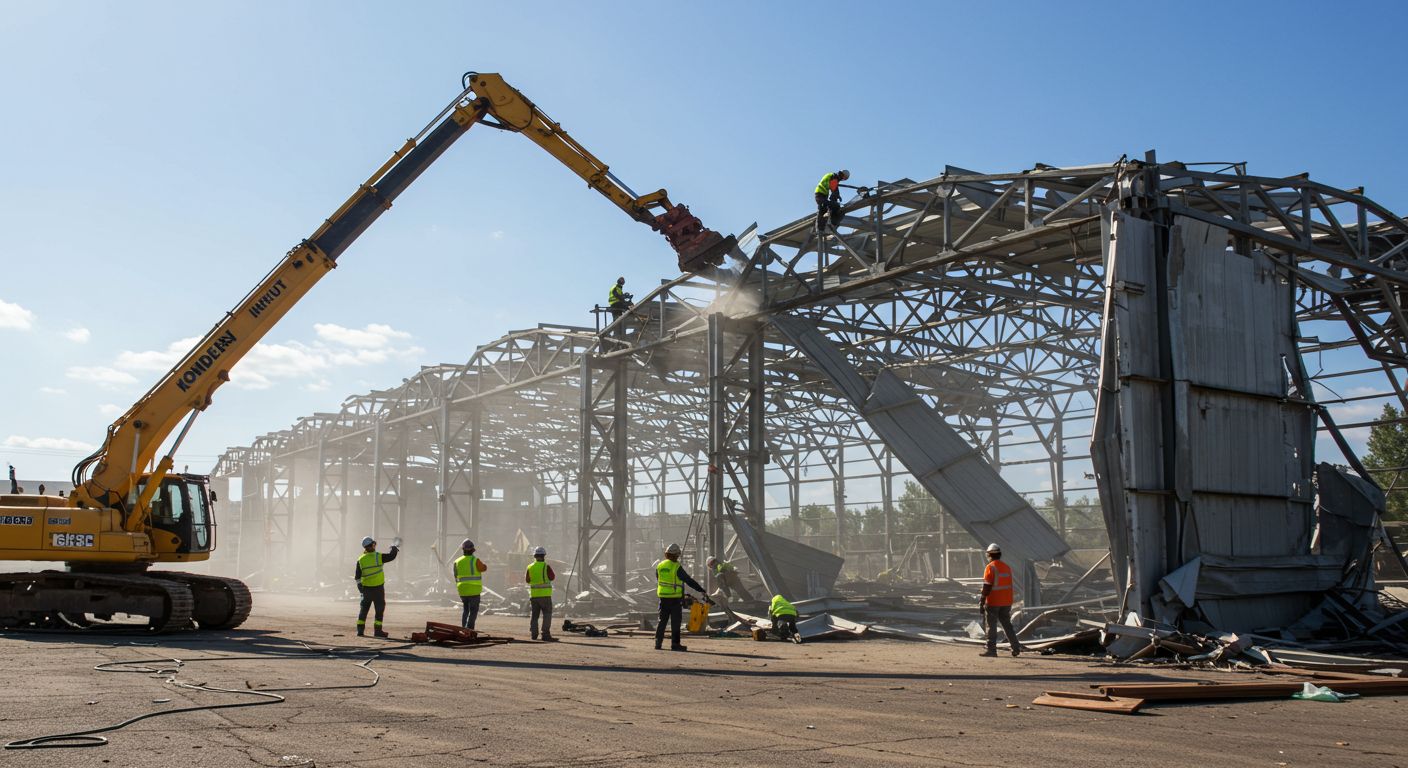Демонтаж ангаров из лёгких металлоконструкций