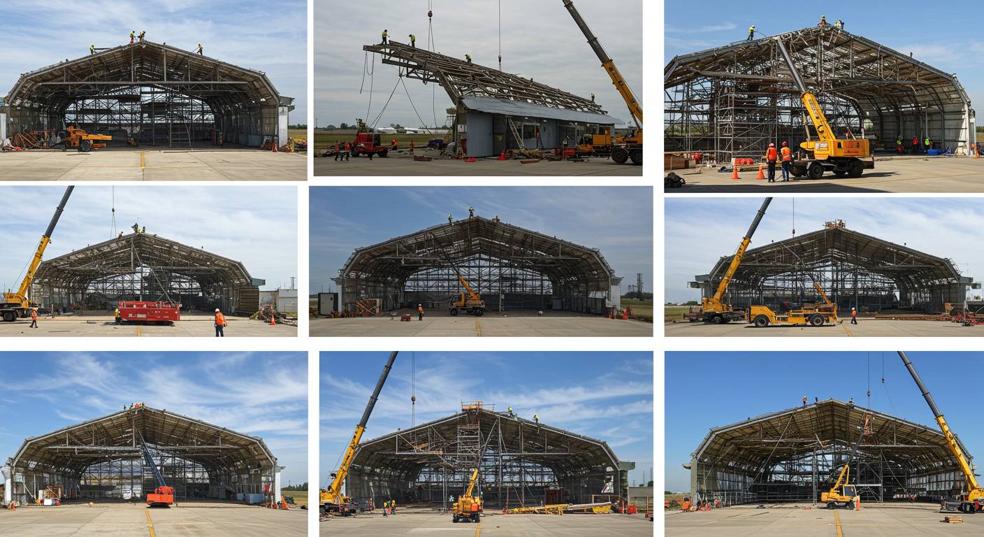 Демонтаж крыши ангара поэтапно