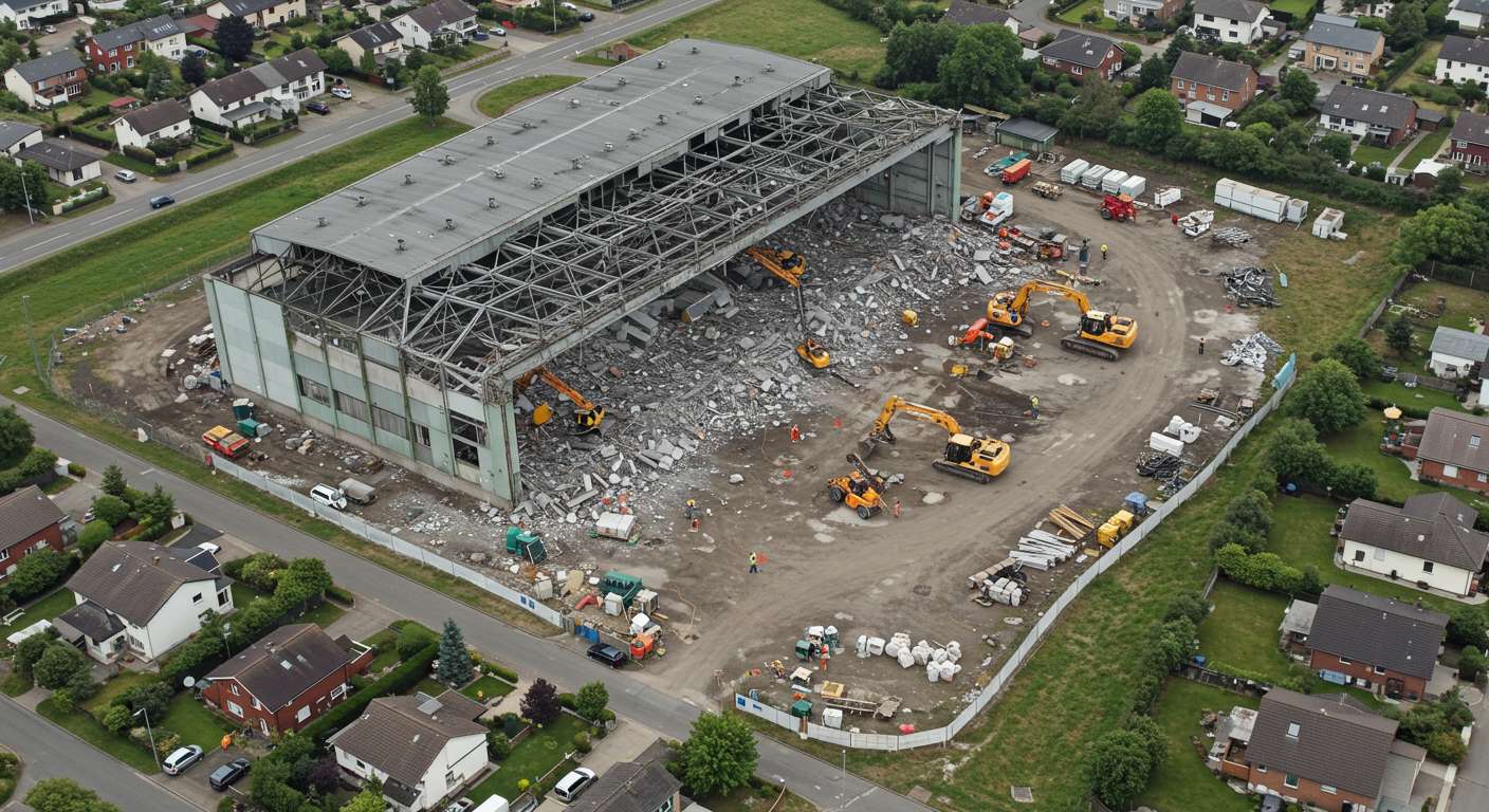 Демонтаж ангара рядом с жильём Демонтаж ангара возле жилых домов