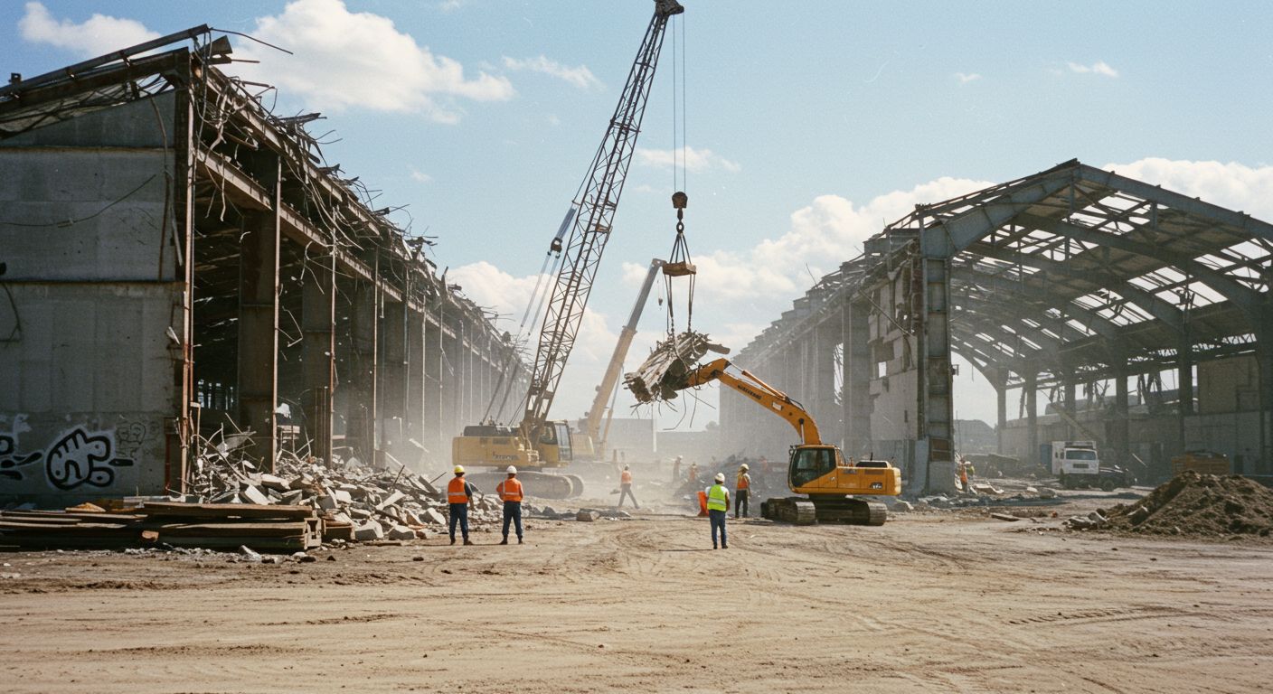 Демонтаж ангаров для освобождения земли