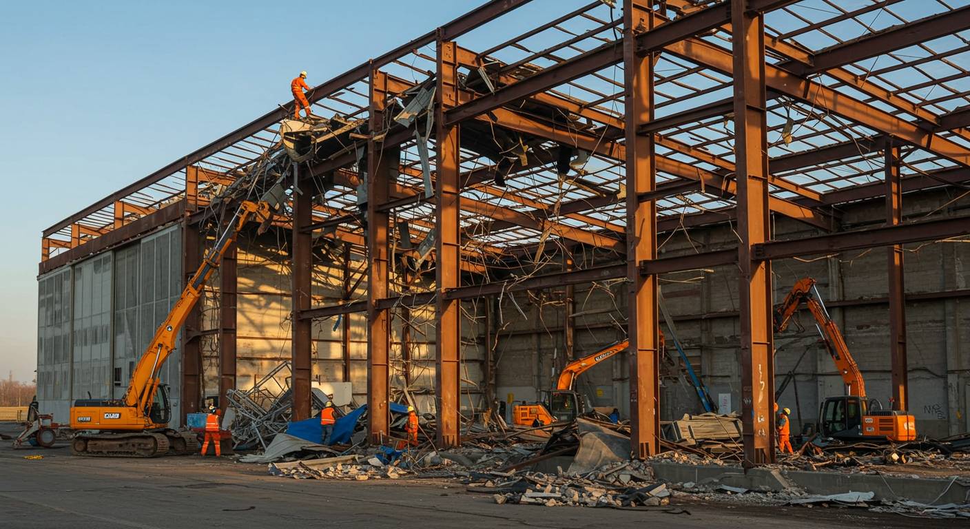 Демонтаж каркасного складского ангара