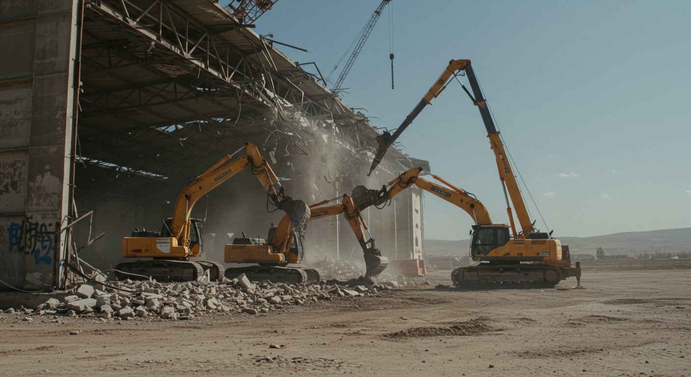 Демонтаж ангаров под реконструкцию территории