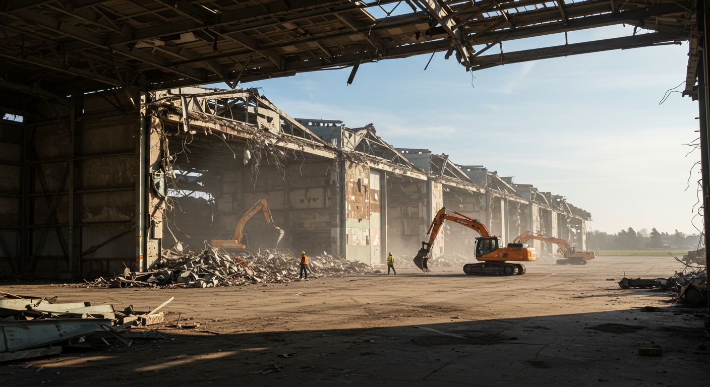 Демонтаж ангара для реконструкции Демонтаж ангара под реконструкцию территории