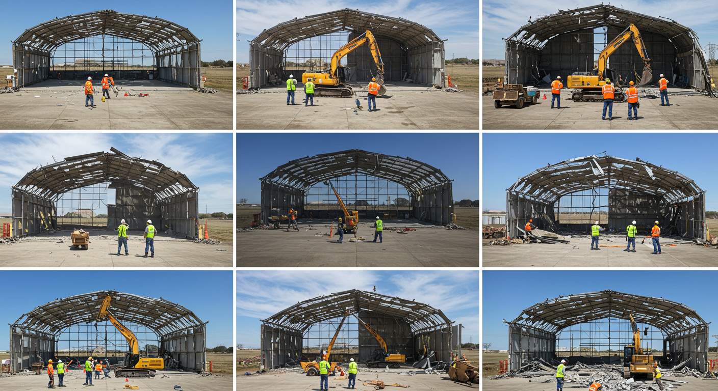 Пошаговый демонтаж ангара Пошаговый демонтаж ангара