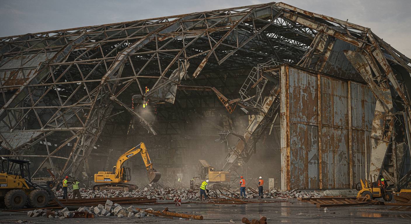 Демонтаж ангаров с повреждёнными конструкциями