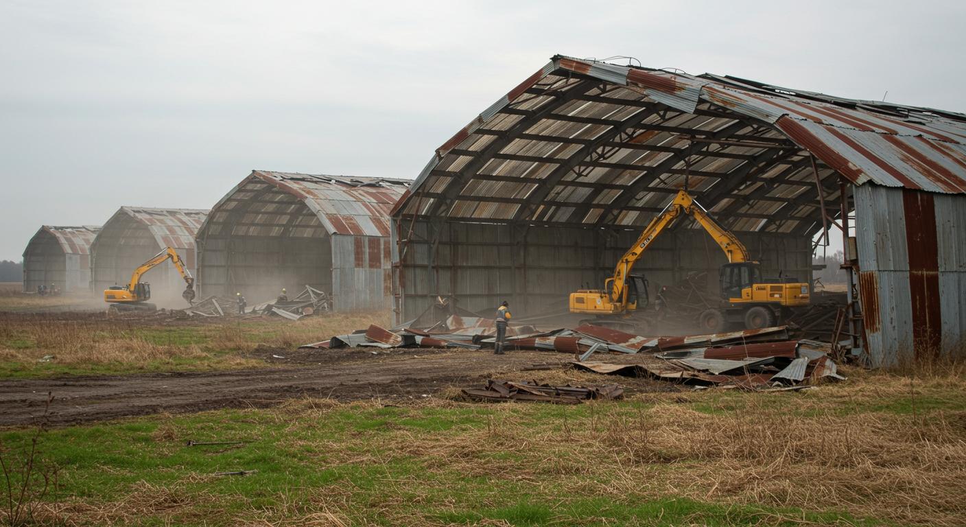 Демонтаж старых колхозных ангаров