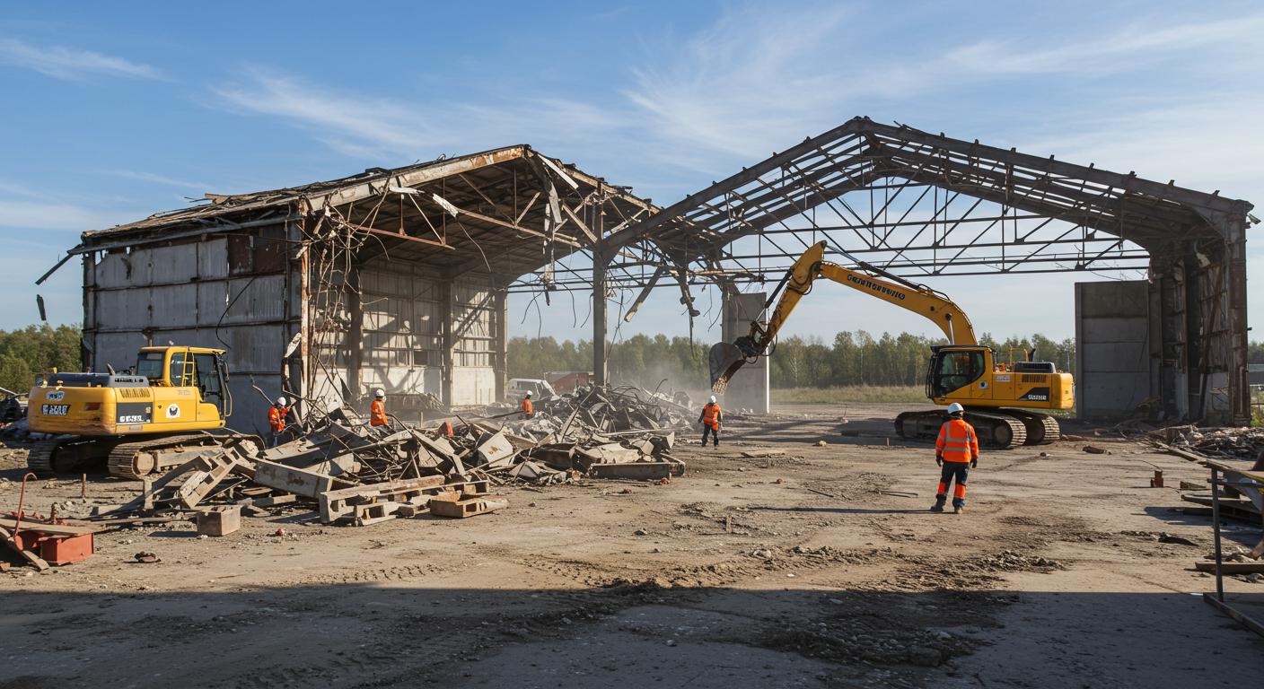 Демонтаж старого ангара под новый цех