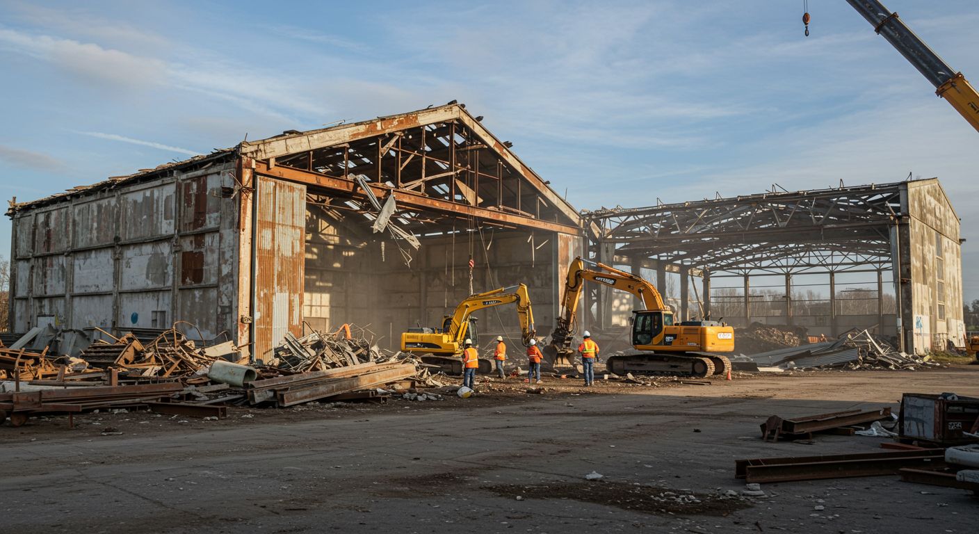 Этапы демонтажа старого ангара Демонтаж старого ангара под новый цех