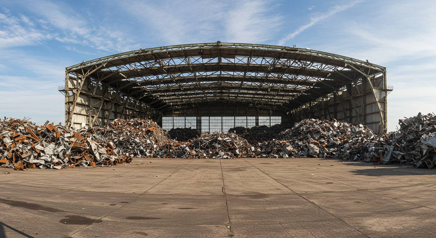 Металл после демонтажа ангара