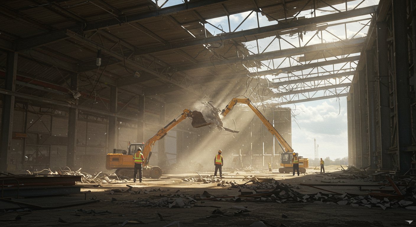 Процесс демонтажа ангаров по проекту Демонтаж ангара по проекту