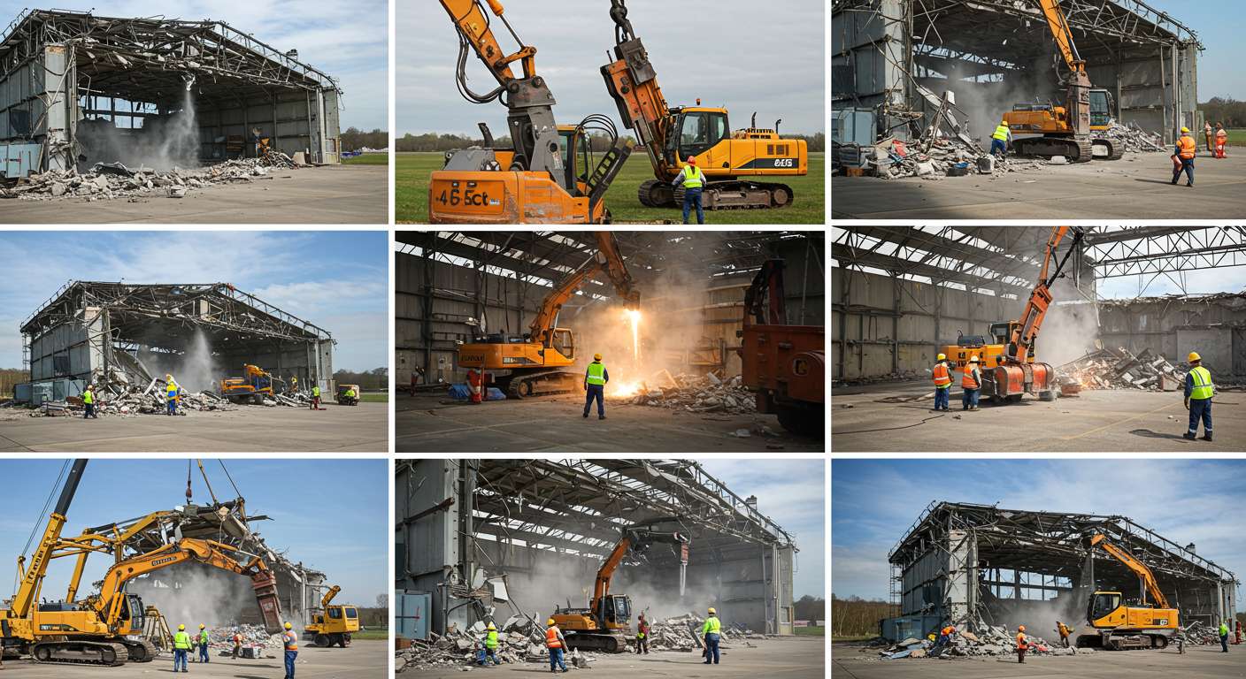 Процесс ускоренного демонтажа ангара Быстрый демонтаж ангара