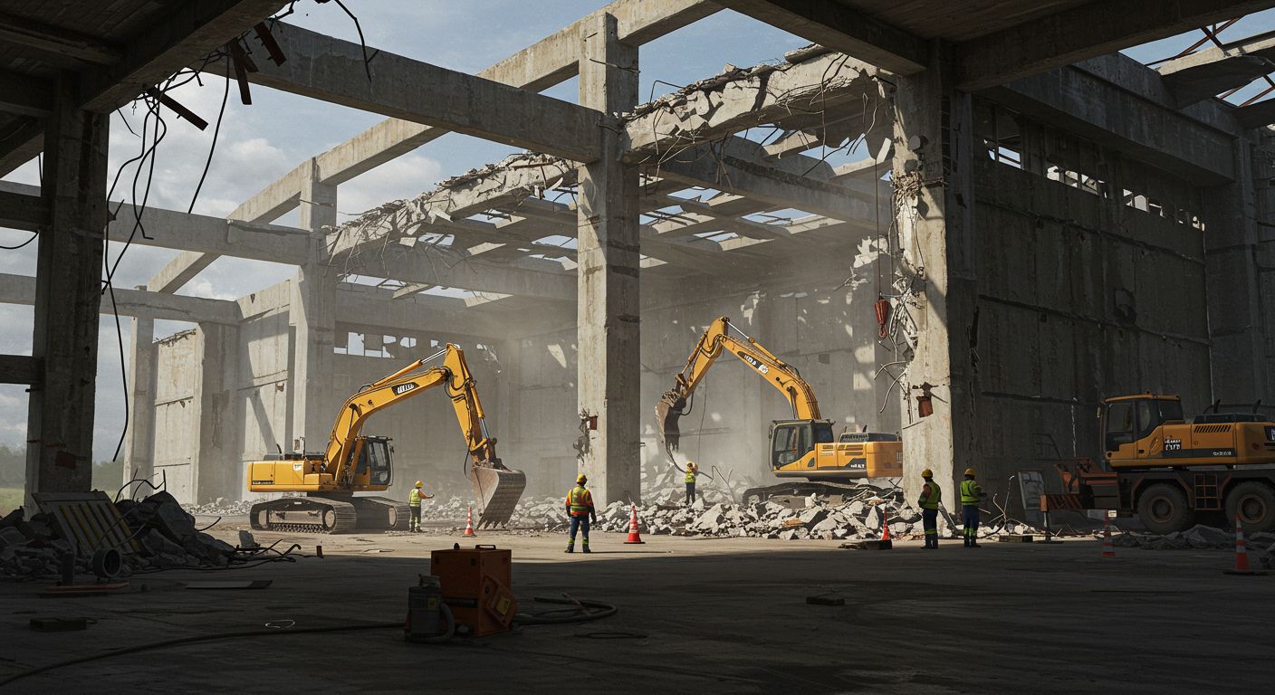 Демонтаж железобетонного ангара