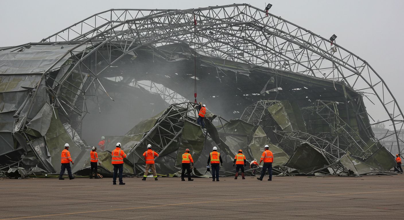 Демонтаж аварийного ангара