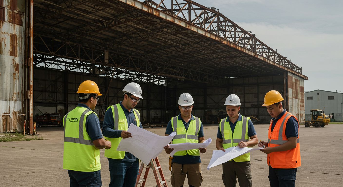 Слаженная команда специалистов по демонтажу ангаров Подготовка команды к демонтажу ангара