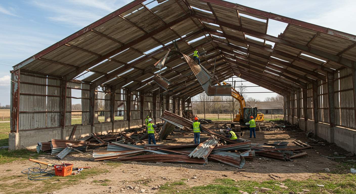 Демонтаж старого сельхозангара