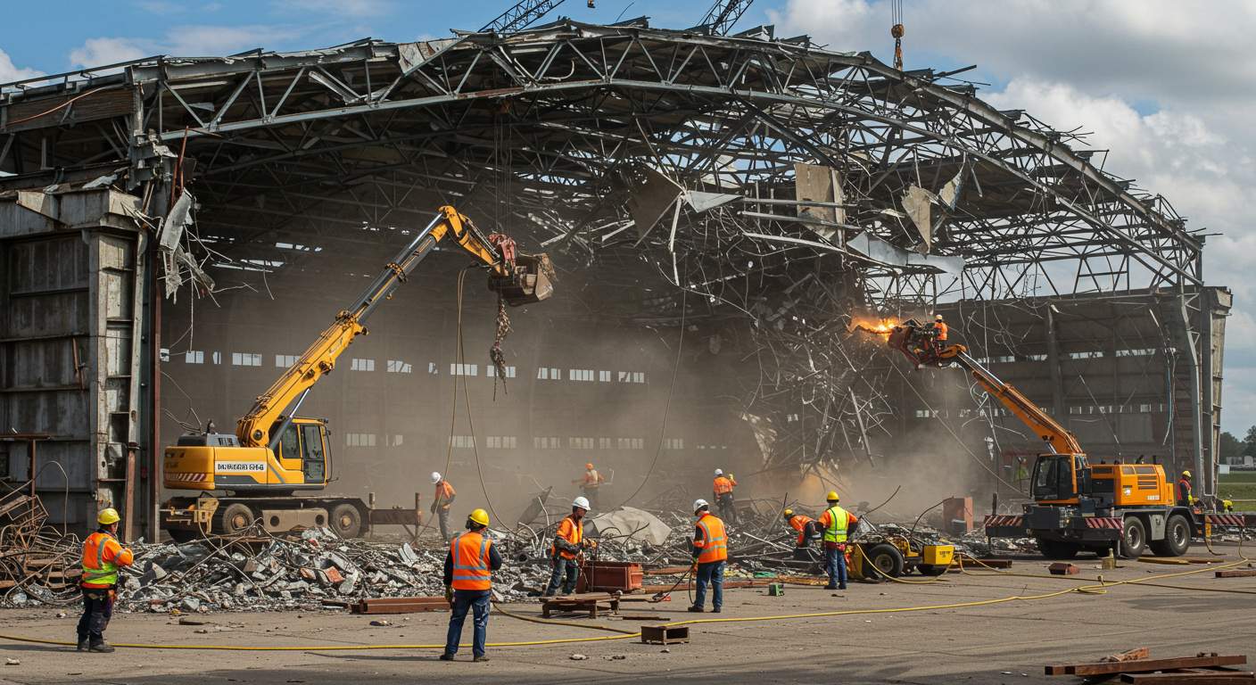 Профессиональный демонтаж ангара с соблюдением техники безопасности Демонтаж ангара по договору подряда