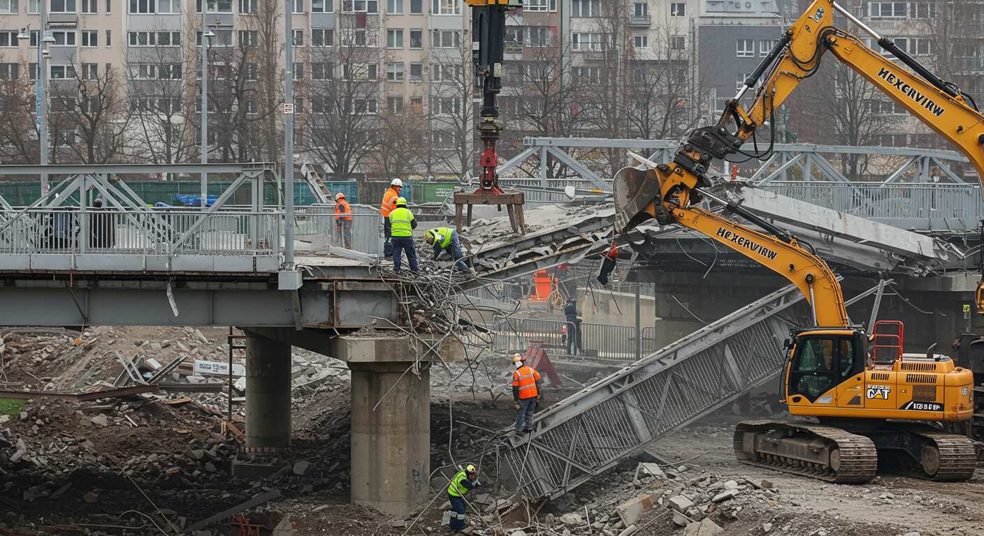 Профессиональный демонтаж пешеходного моста Демонтаж пешеходного моста