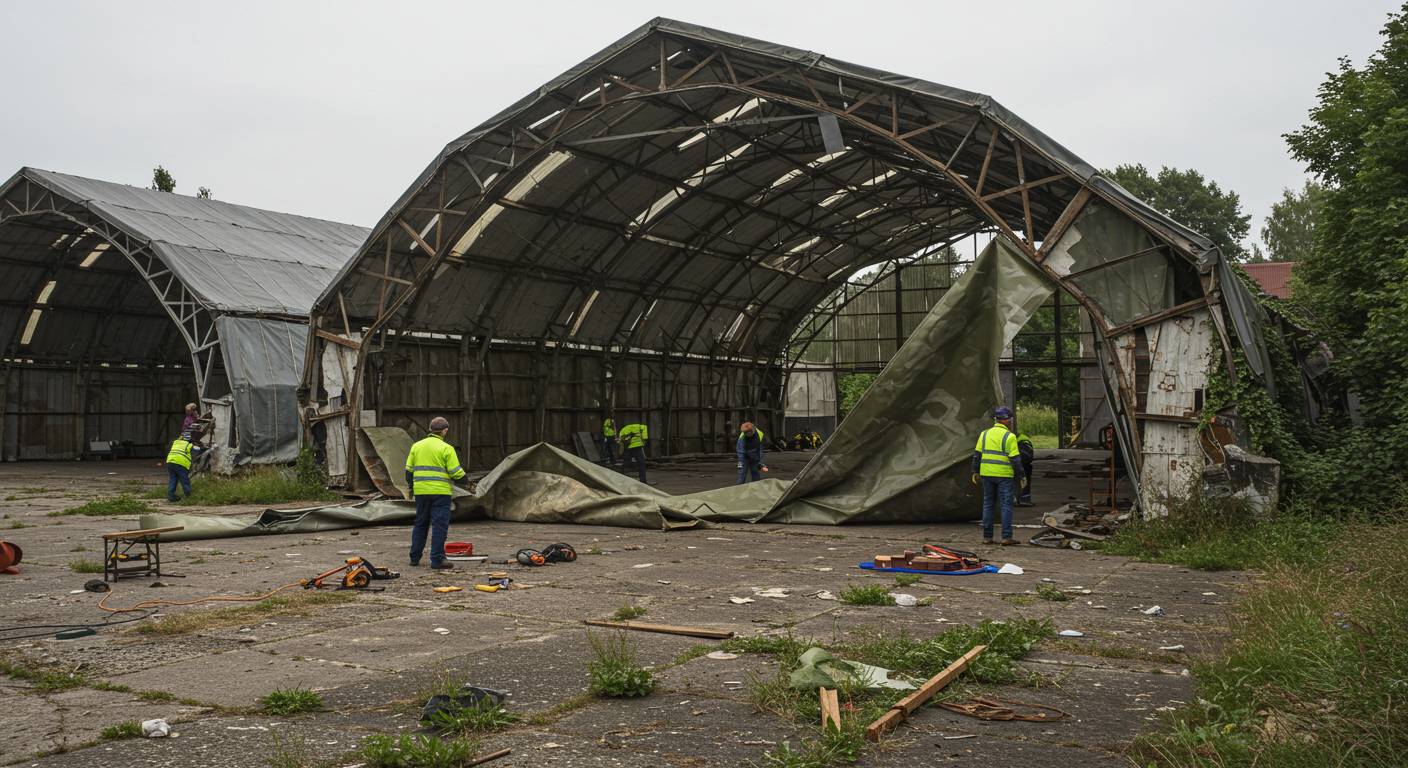 Разборка ангаров из старых материалов