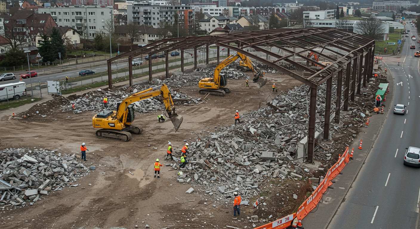 Демонтаж ангара при реконструкции дороги
