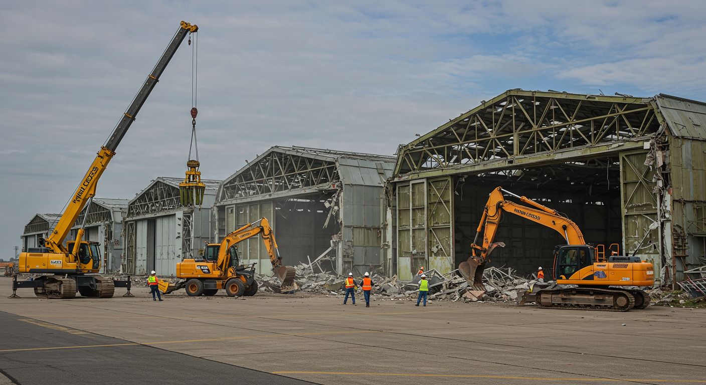 Демонтаж ангаров для переоборудования территории