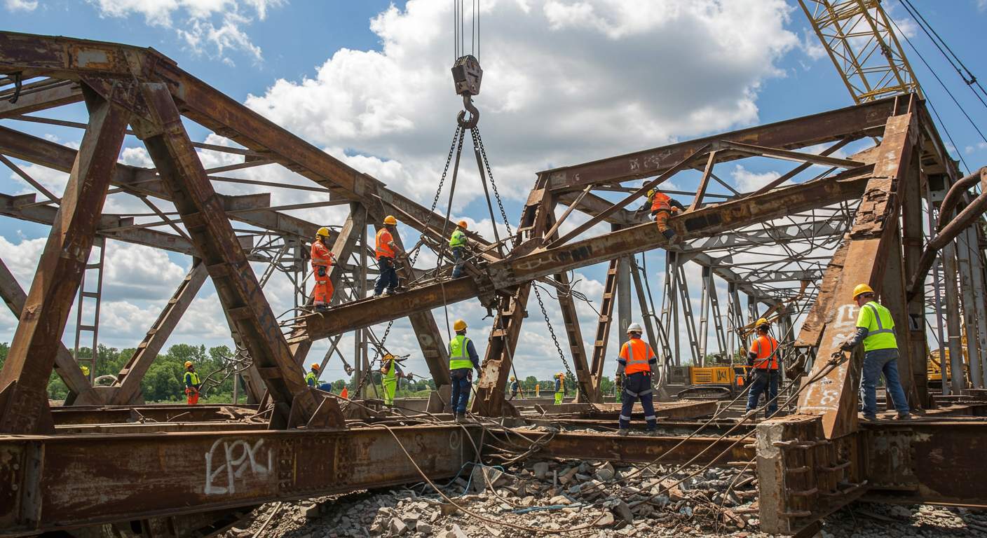 Демонтаж мостового каркаса