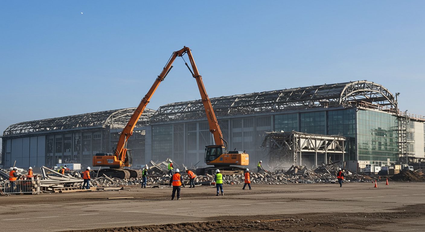 Демонтаж ангаров при строительстве новых объектов
