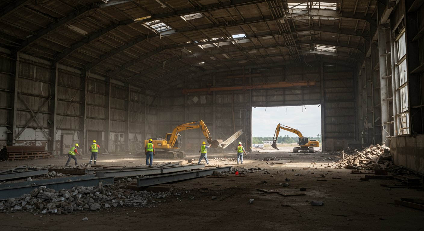 Демонтаж ангара при изменении проекта