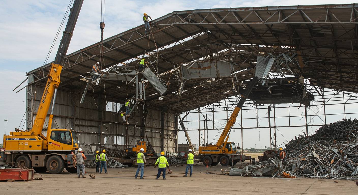 Демонтаж ангара для подготовки территории при продаже бизнеса Демонтаж ангара при продаже бизнеса