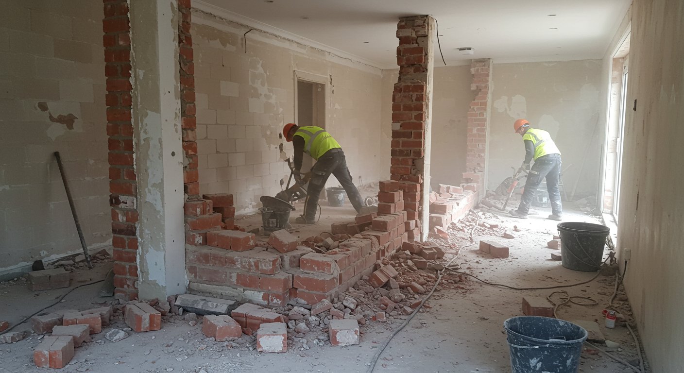 Демонтаж кирпичных и блочных перегородок