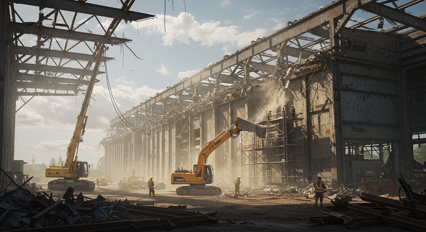 Демонтаж ангаров для обновления территории