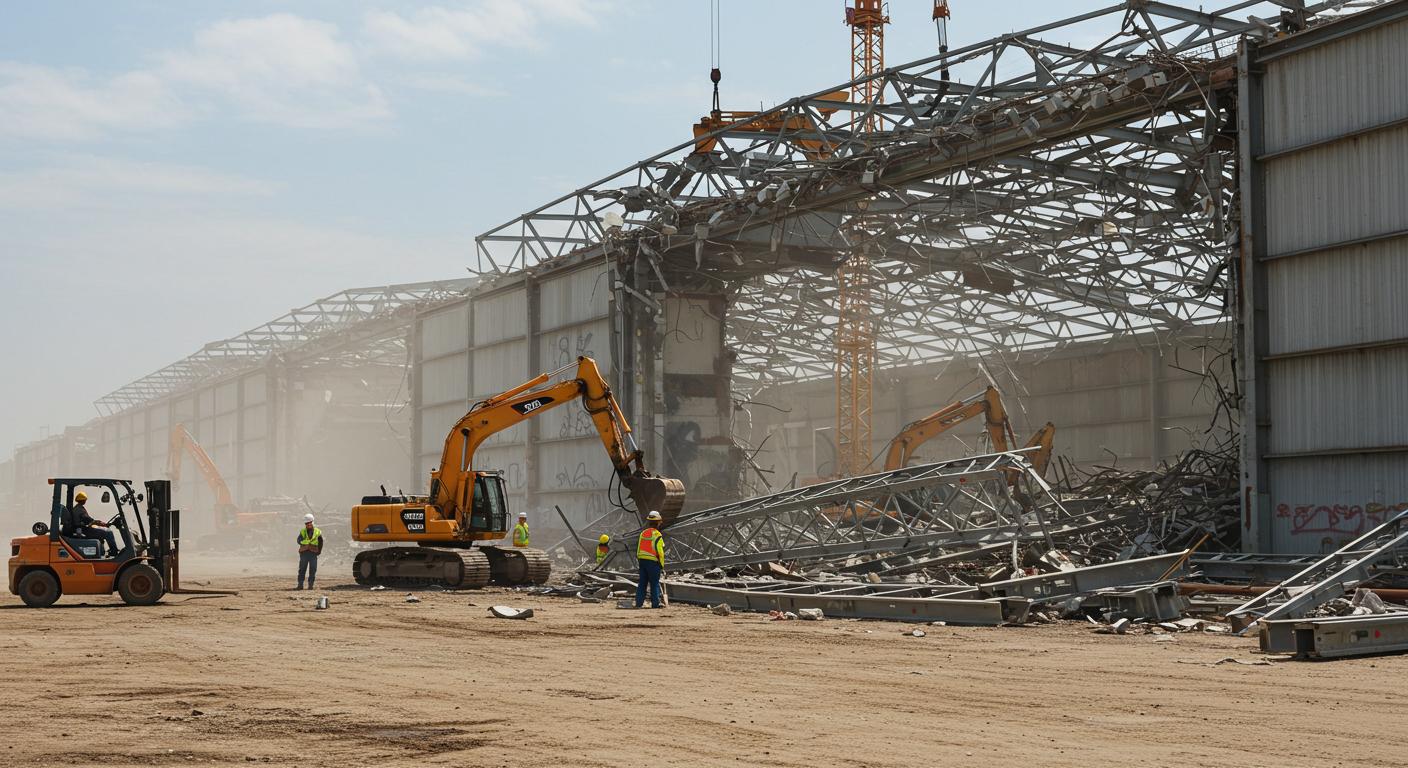 Демонтаж ангара на строительном объекте