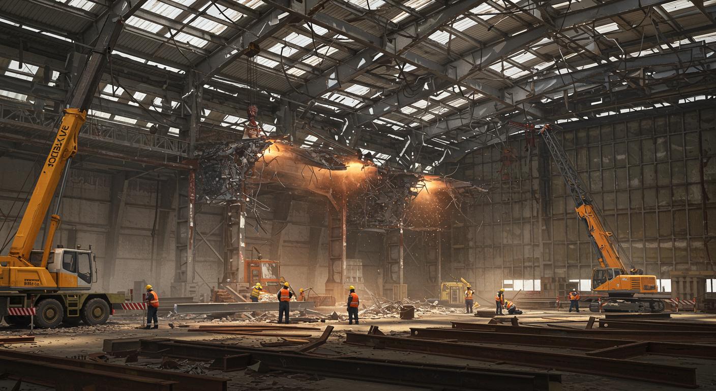 Демонтаж ангара при реконструкции Демонтаж ангара при реконструкции