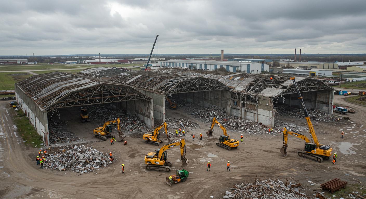 Демонтаж ангара на территории предприятия