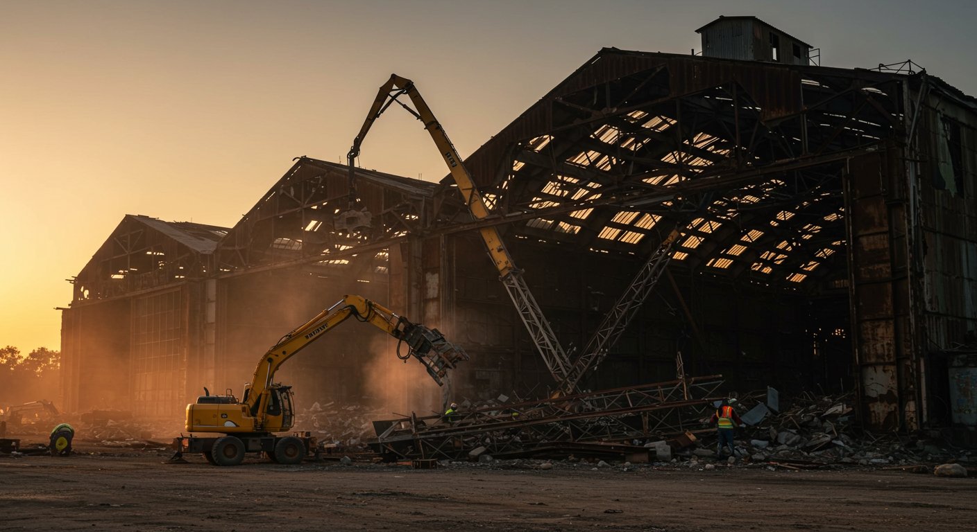 Демонтаж старых промышленных ангаров