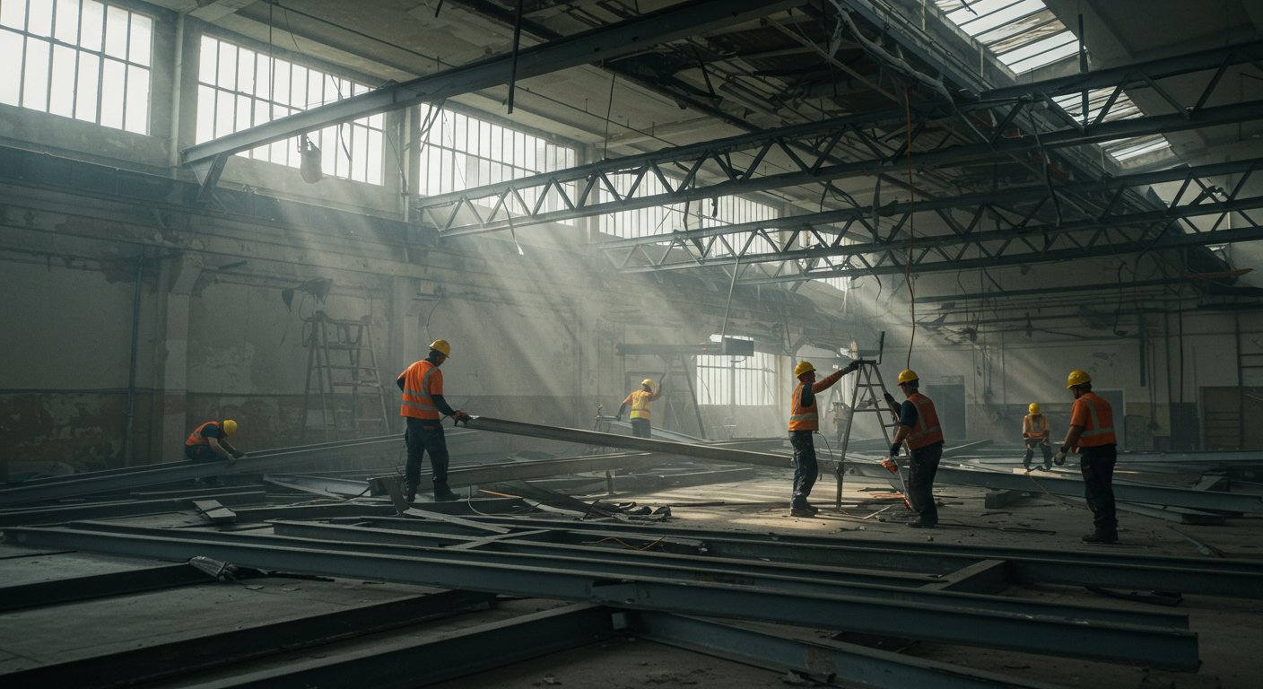 Демонтаж металлических потолочных конструкций