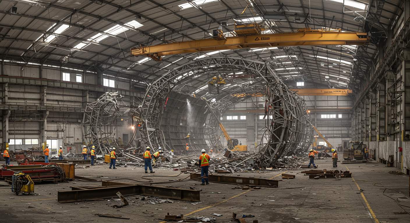 Демонтаж ангара на складе предприятия