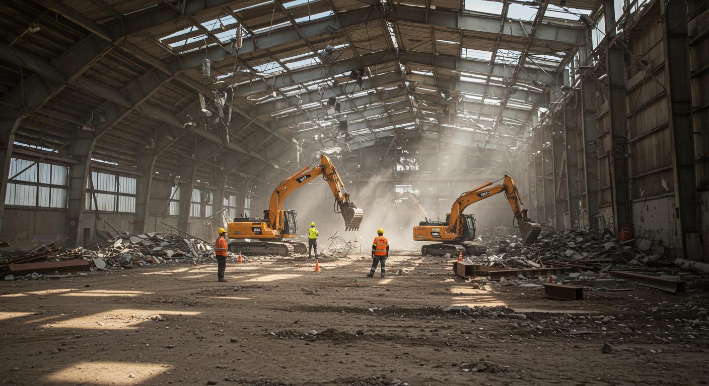 Демонтаж старого ангара для нового строительства