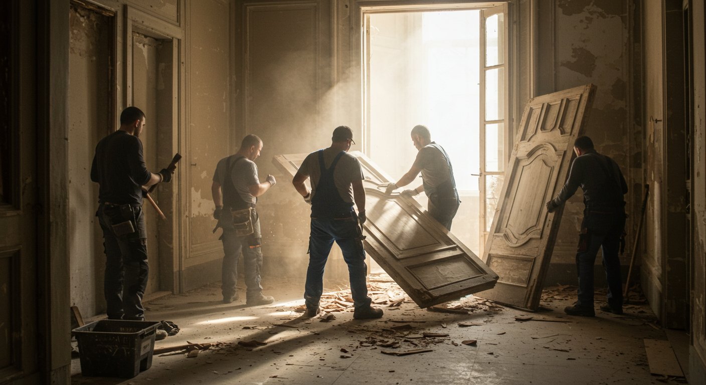 Демонтаж деревянной двери специалистом
