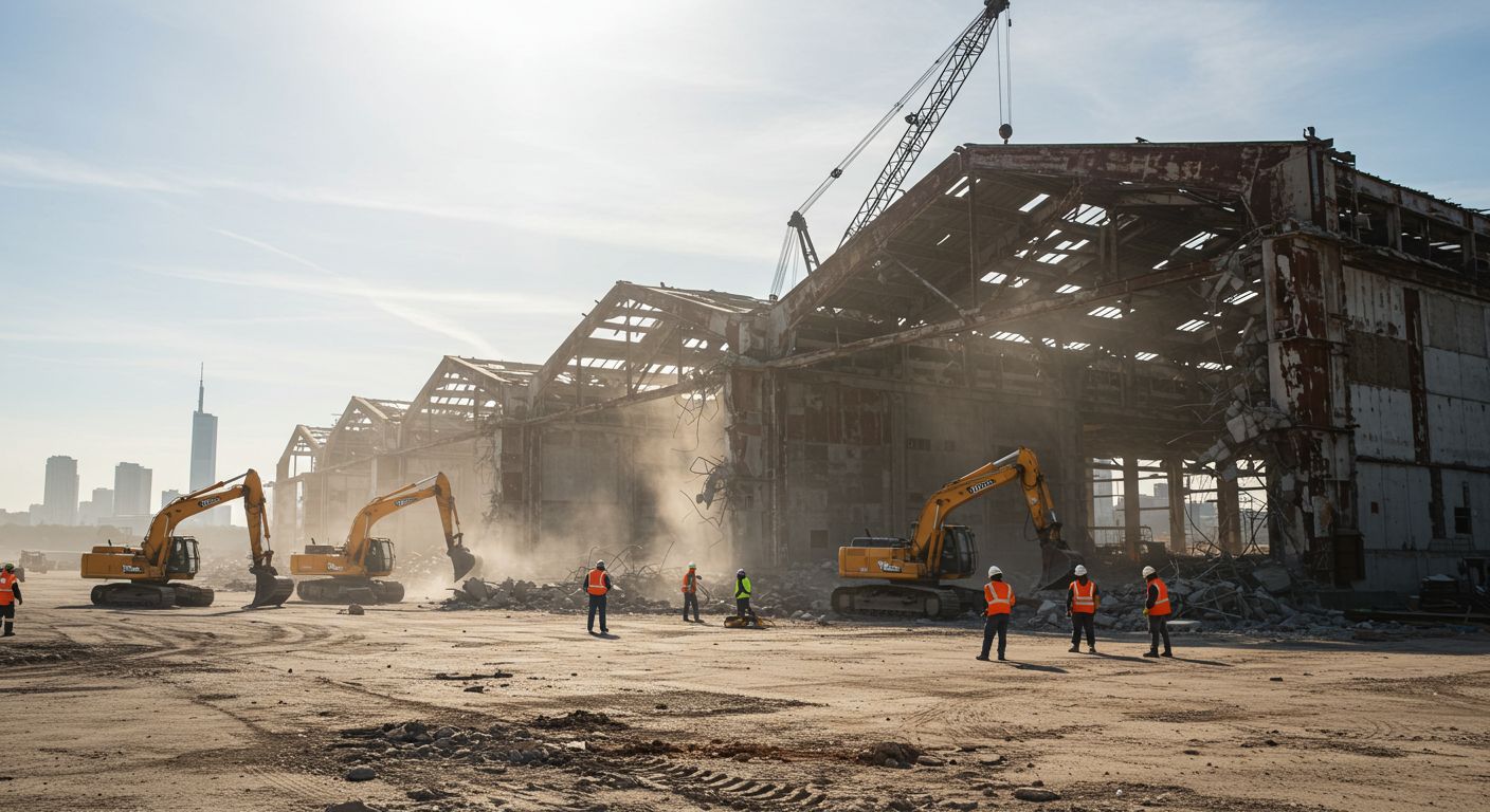 Демонтаж ангара при реконструкции зданий