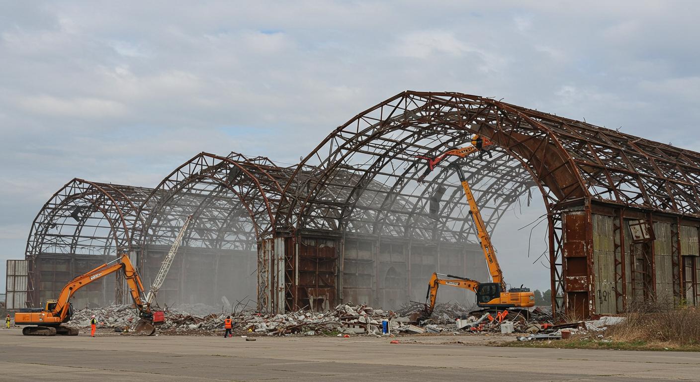 Демонтаж старого арочного ангара