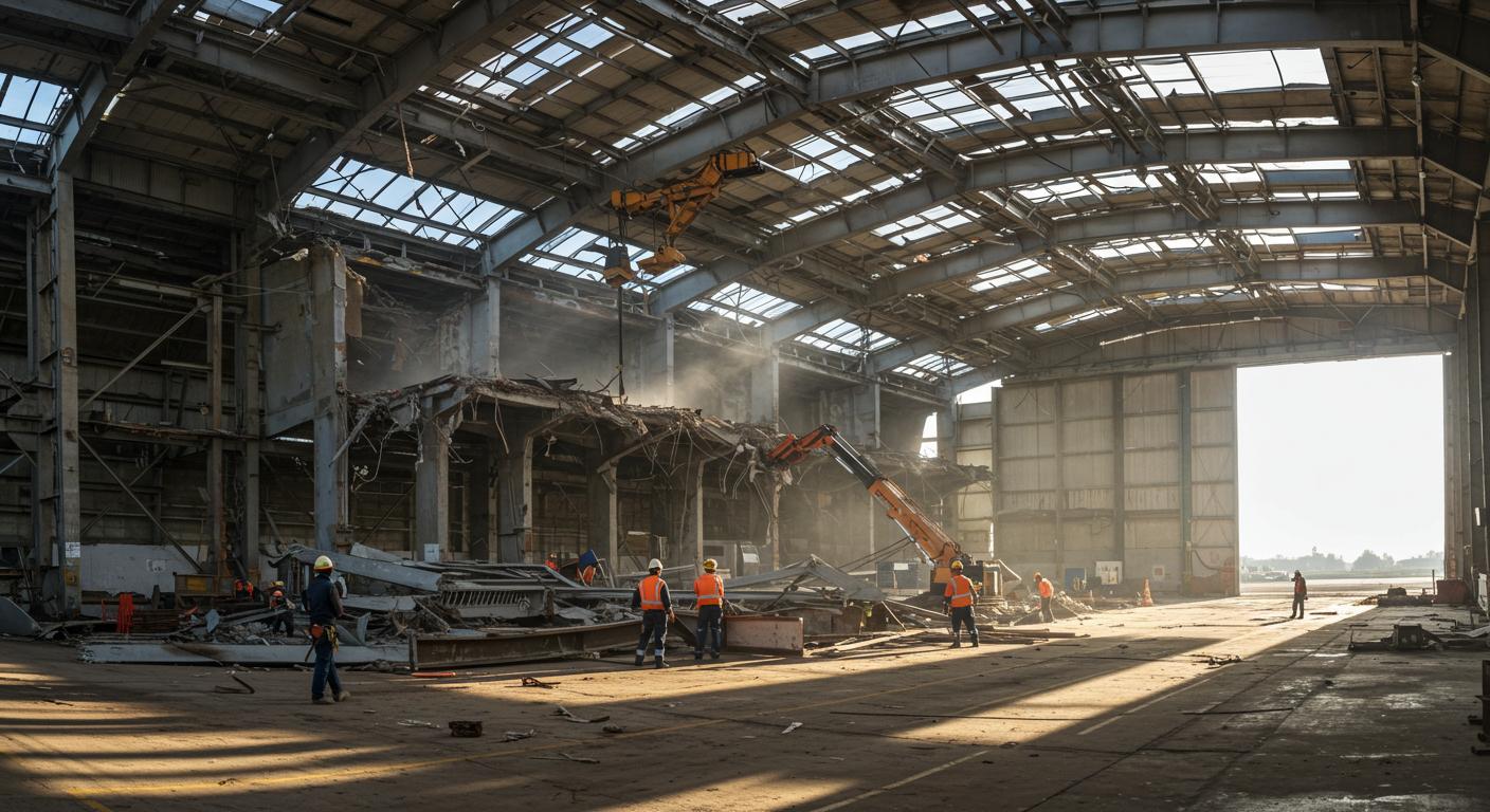 Демонтаж каркасного ангара