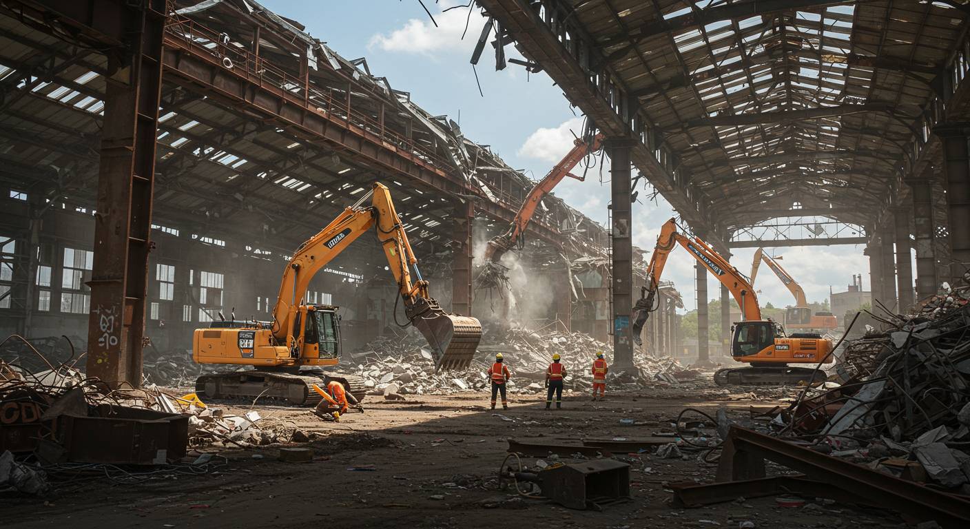 Демонтаж ангара на производственном объекте