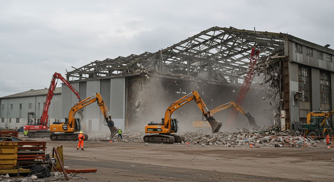 Демонтаж ангара при сносе цехов