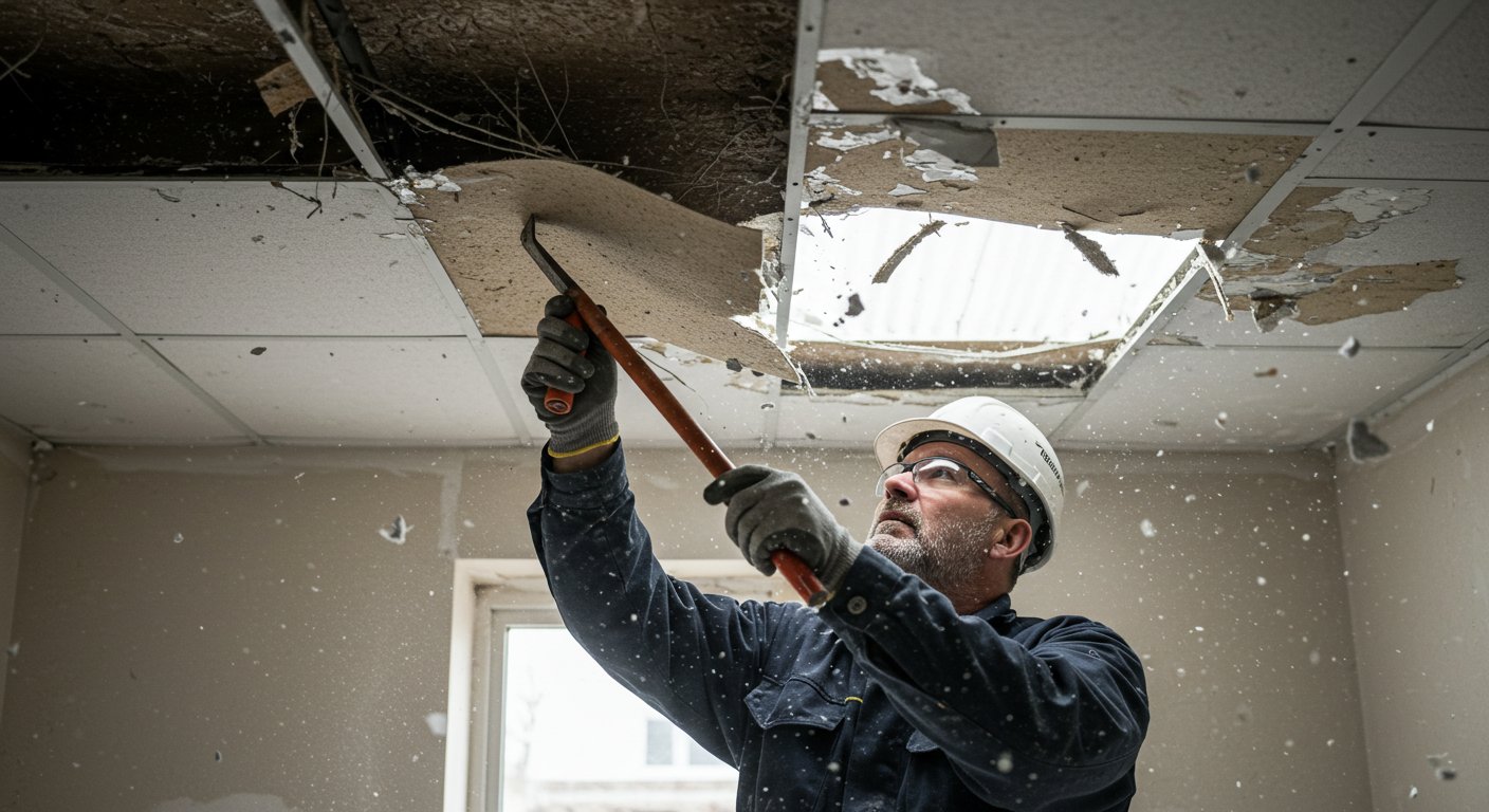 Демонтаж потолочных покрытий