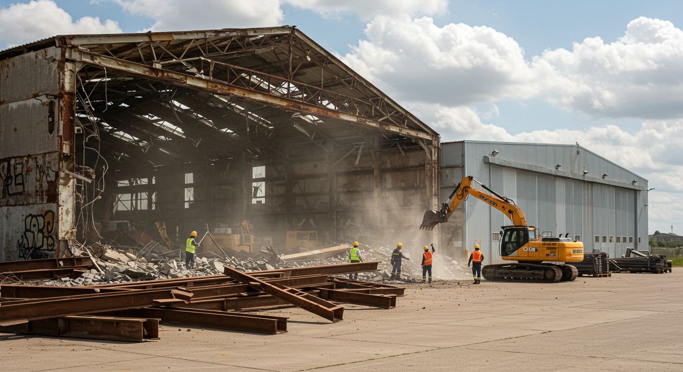 Демонтаж ангара при расширении склада