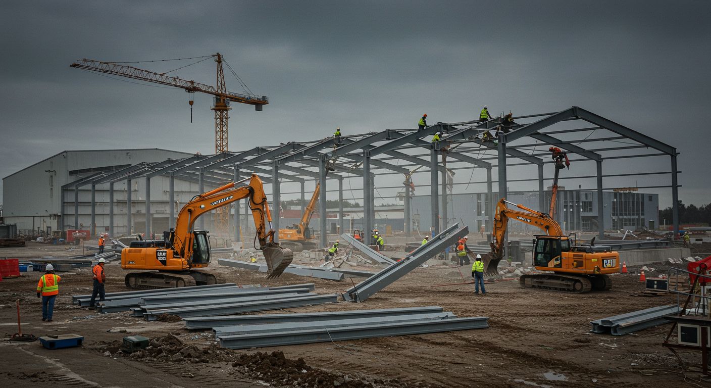Демонтаж сендвич панельных прямостенных ангаров