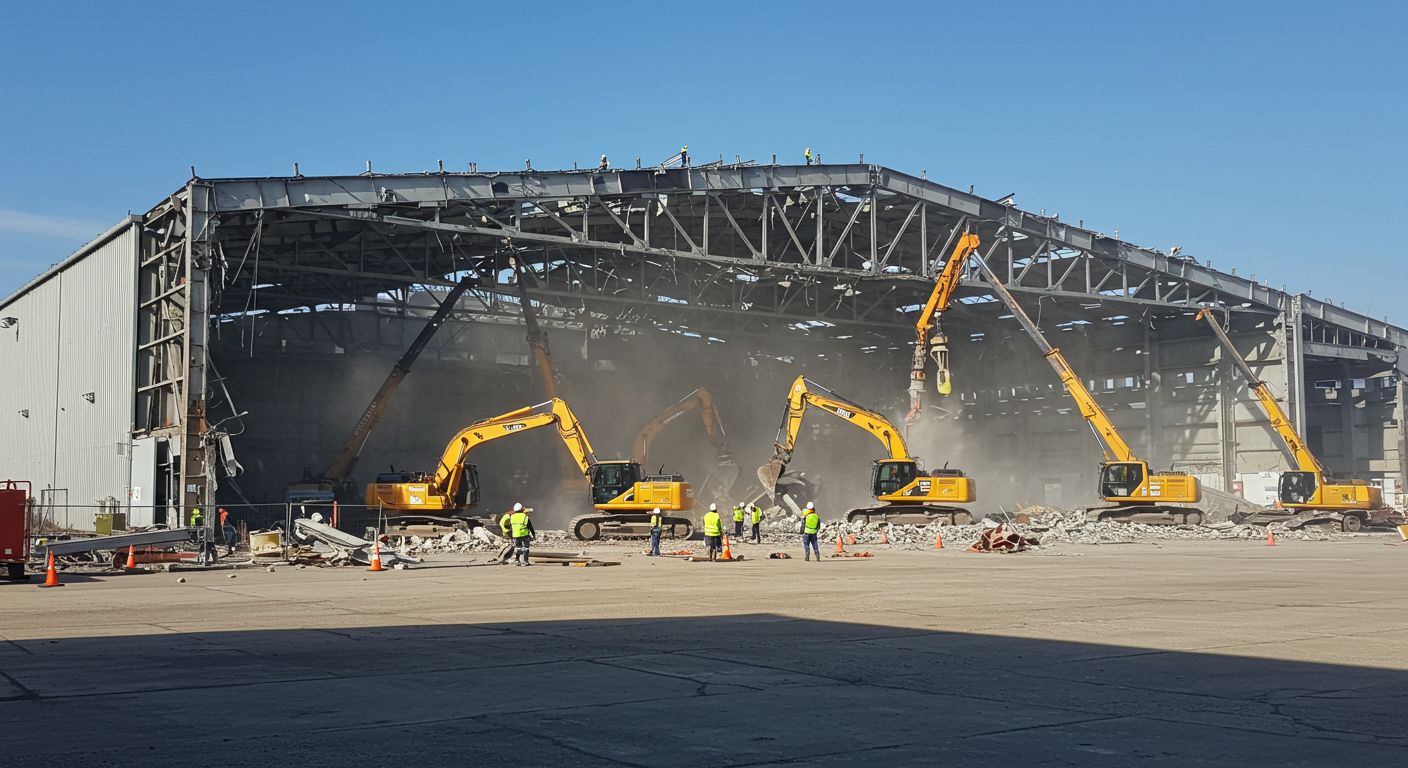 Демонтаж ангара при строительстве нового объекта