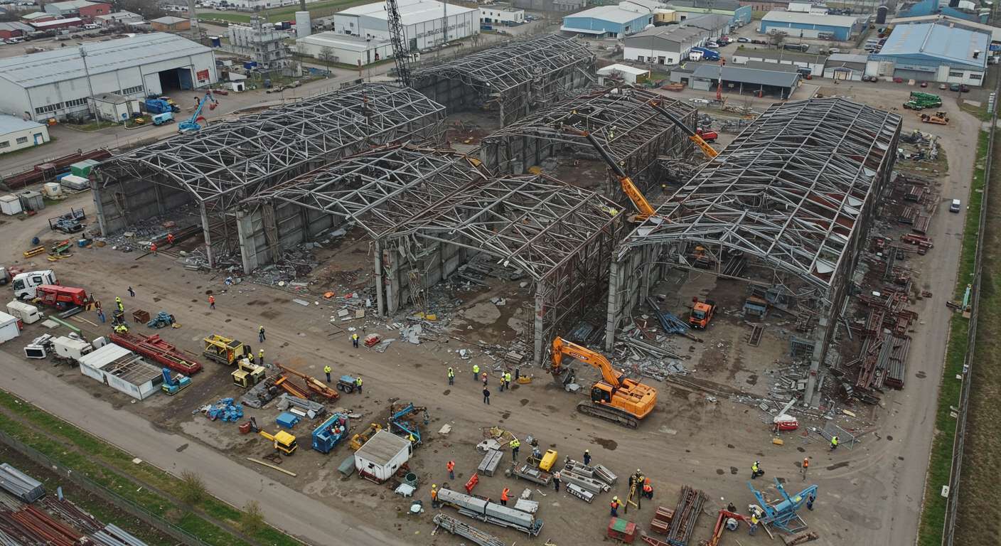 Демонтаж ангаров на территории завода